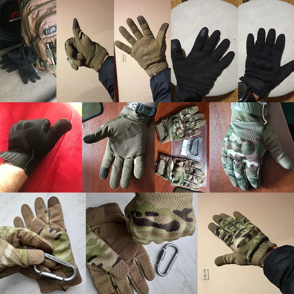 Guantes tácticos de pantalla táctil de camuflaje para caza al aire libre, tiro, deportes, ciclismo, combate, Airsoft, senderismo, Camping, bicicleta, equipo antideslizante