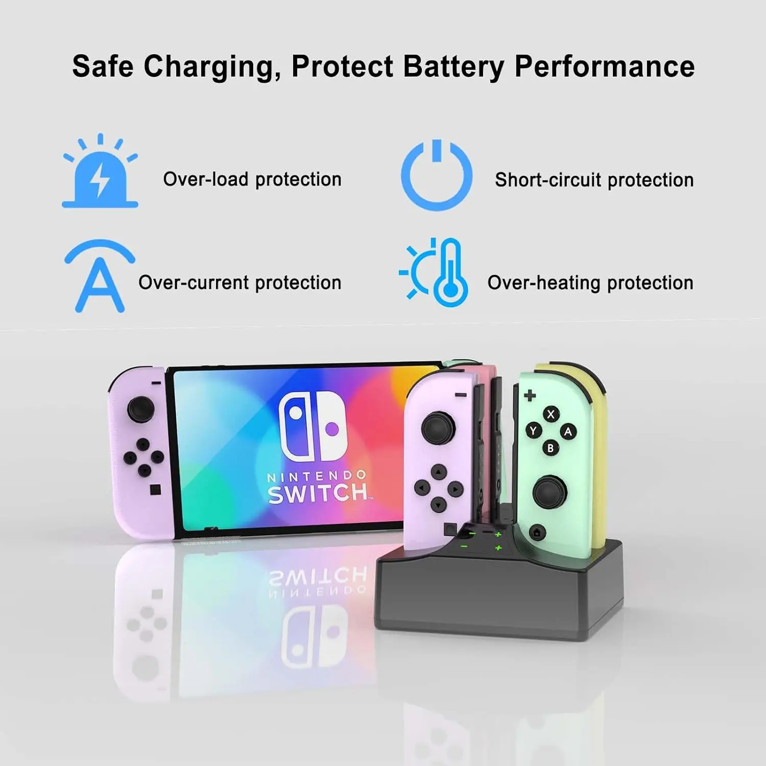 Estación de carga para Switch/Switch 2 Joy Con controlador base de carga 4 en 1 Nintendo Switch Joy Con 2 cargador accesorios para juegos