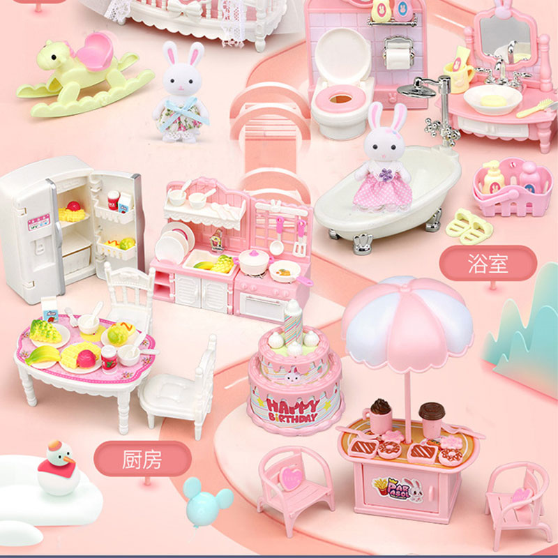 Little Rabbit Dresser Lovely Scene Play Toys Simulation Modelling Children Birthday Gift Indoor Parent-Child Interaction