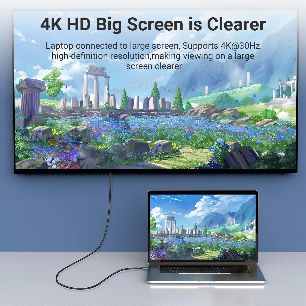 สาย USB C เป็น HDTV สำหรับ6.6FT สำนักงานที่บ้าน4K @ 60HZ USB Type C TO HDMI สาย Thunderbolt 4/3เข้ากันได้กับ iPhone 15 pro/max Mac