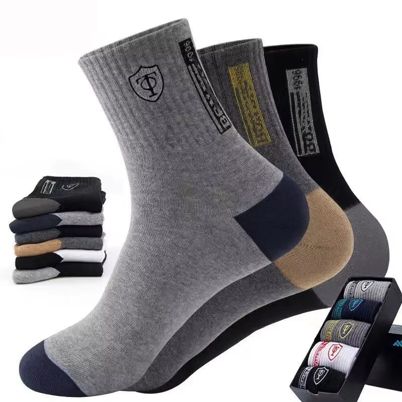 5 paia di calze sportive in cotone traspirante da uomo in fibra di bambù autunno e inverno calzini da uomo assorbimento del sudore deodorante business Sox