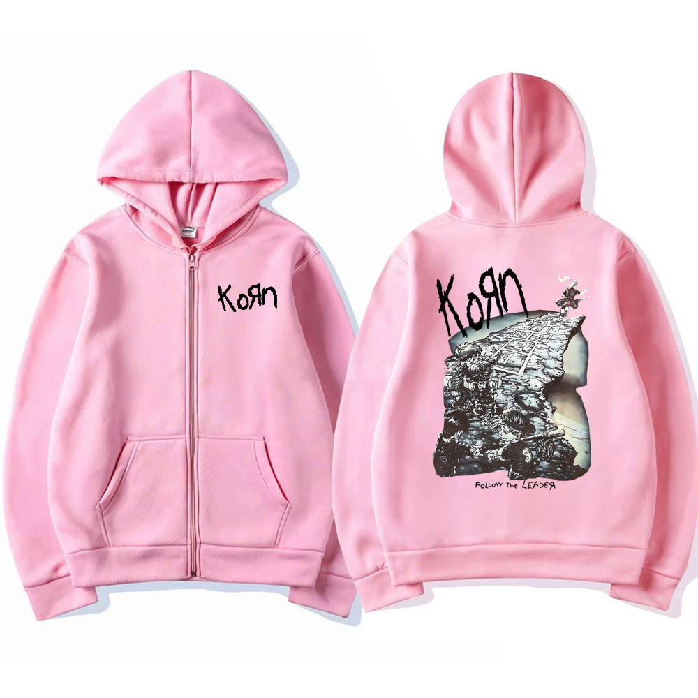 Korn Rock Band Ftl 25 리더를 따르십시오 지퍼 까마귀 남성 여성 고딕 캐주얼 지퍼 업 후드 남성 빈티지 그래픽 지퍼 업 자켓