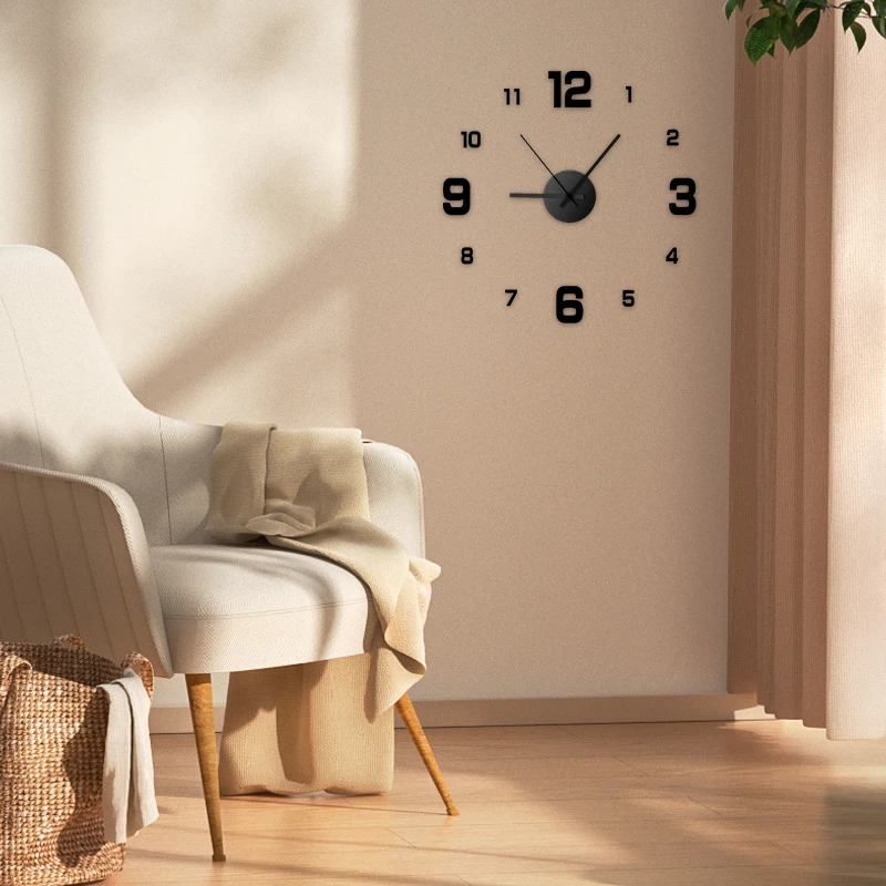นาฬิกาแขวนผนัง DIY แบบไร้กรอบสุดสร้างสรรค์นาฬิกาแขวนผนังบ้านนาฬิกาเงียบสำหรับห้องนั่งเล่นสำนักงาน