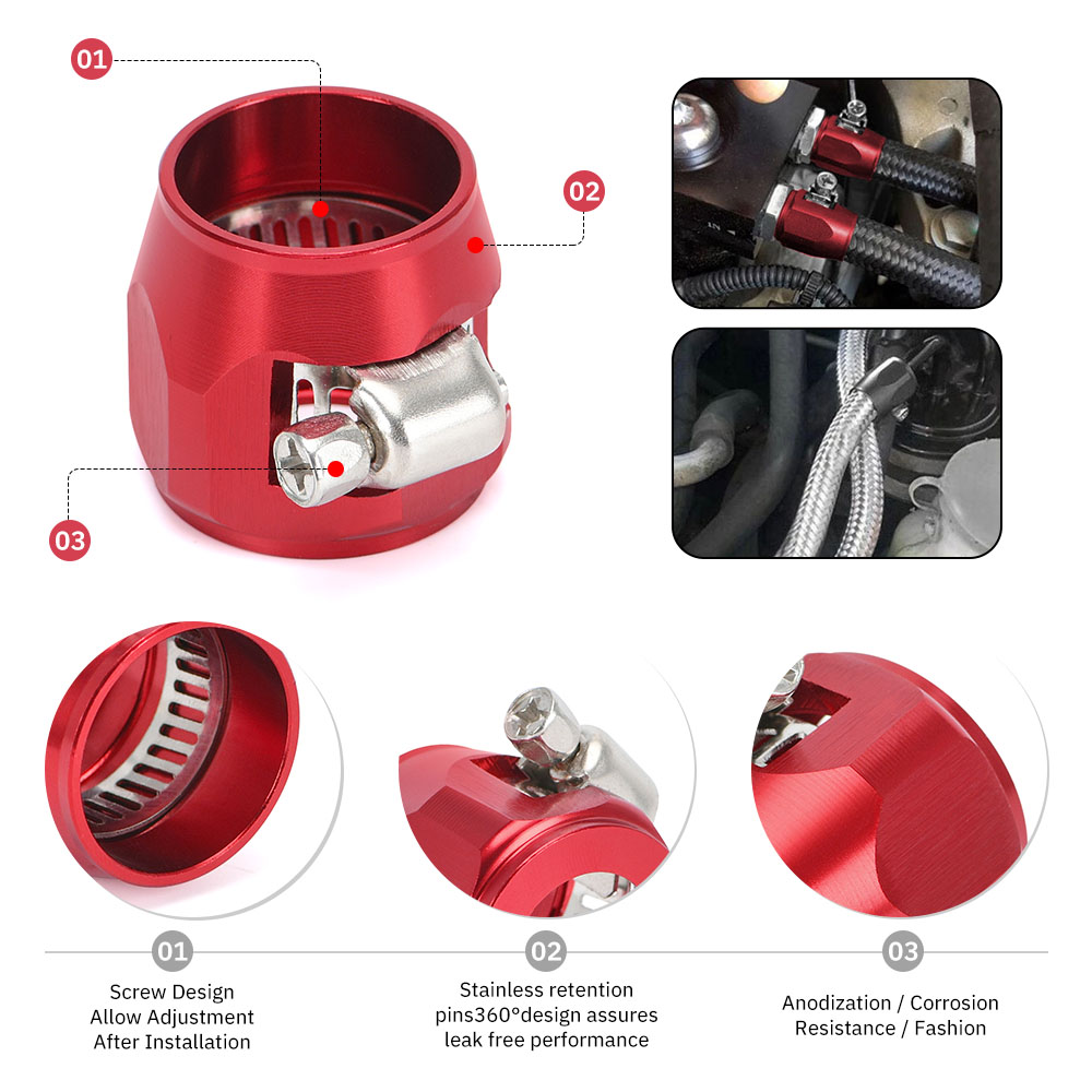 1 ロット = 2 個ホースクランプ AN4 AN6 AN8 AN10 AN12 燃料パイプクリップ油水チューブホース継手フィニッシャークランプ六角フィニッシャー
