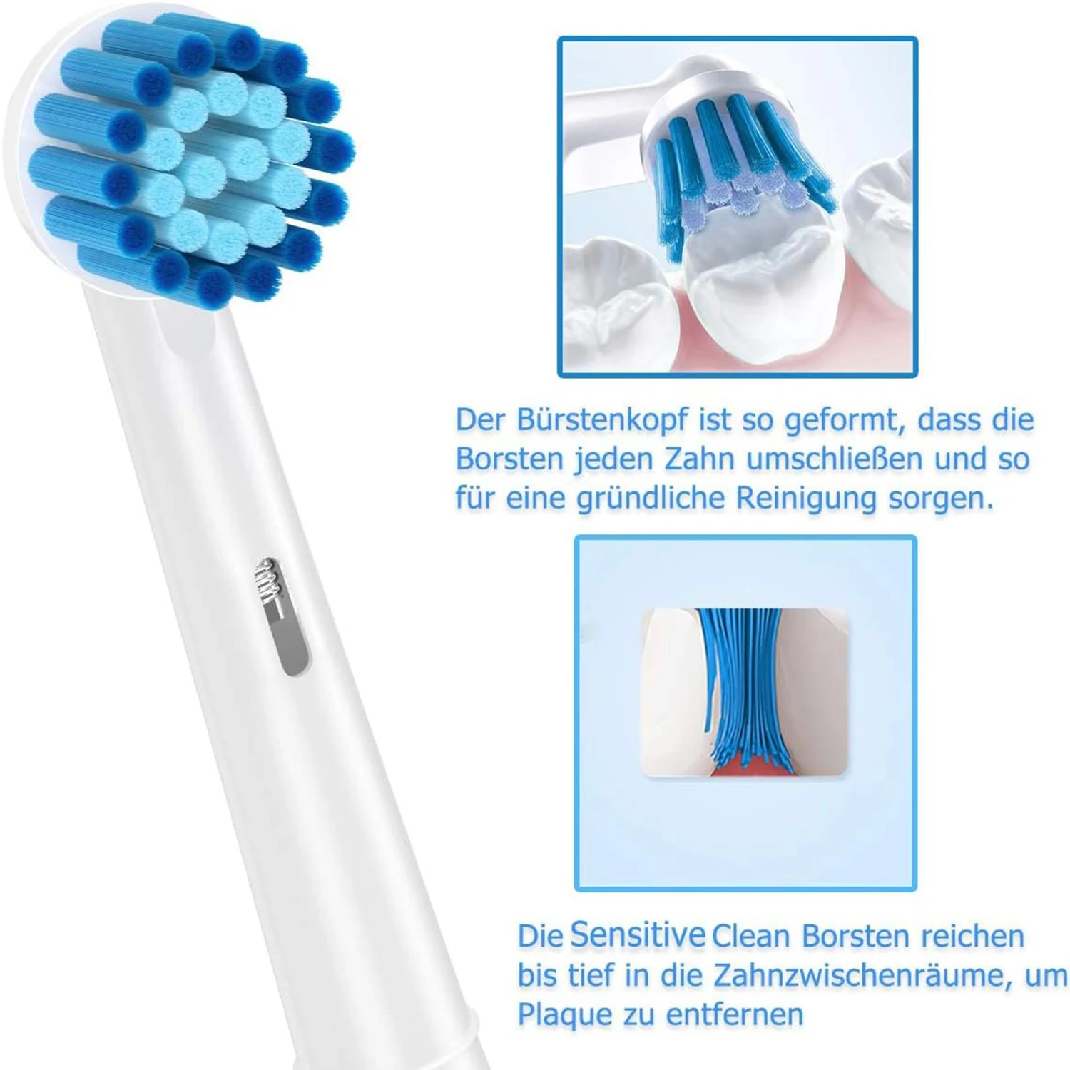 4/8/16 Pack Sensitive Gum Care Replacement Brush Heads Compatible with Oral b Braun Electric Toothbrush,White