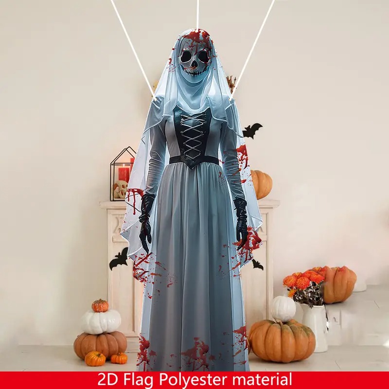 Halloween horror skull bride background cloth, Halloween party decoration, haunted house decoration