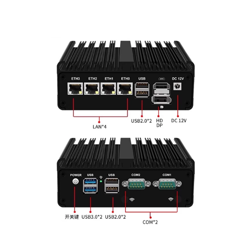 Fanless pfSense Firewall Soft Router J4125 N5105 N150 4x i226-V 2.5G LAN NVMe Barebone Mini PC HDMI2.0 DP AES-NI OPNsense Win11