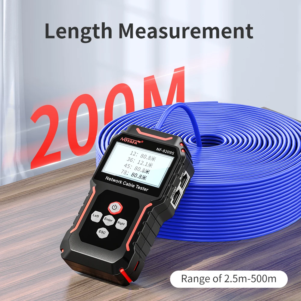 NOYAFA NF-8209S Mạng Theo Dõi Lan Đo Kiểm Tra Mạng Dụng Cụ Màn Hình Hiển Thị LCD Đo Chiều Dài Wiremap Bút Thử Cáp Theo Dõi