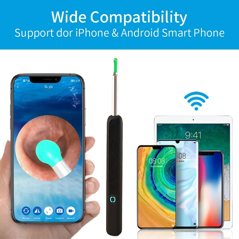 Universal WIFI Visual Ear Cleaner Otoscope Camera With 6 LED Lights Mini Ear Wax Removal Tool With Camera Take Video HD Earpick