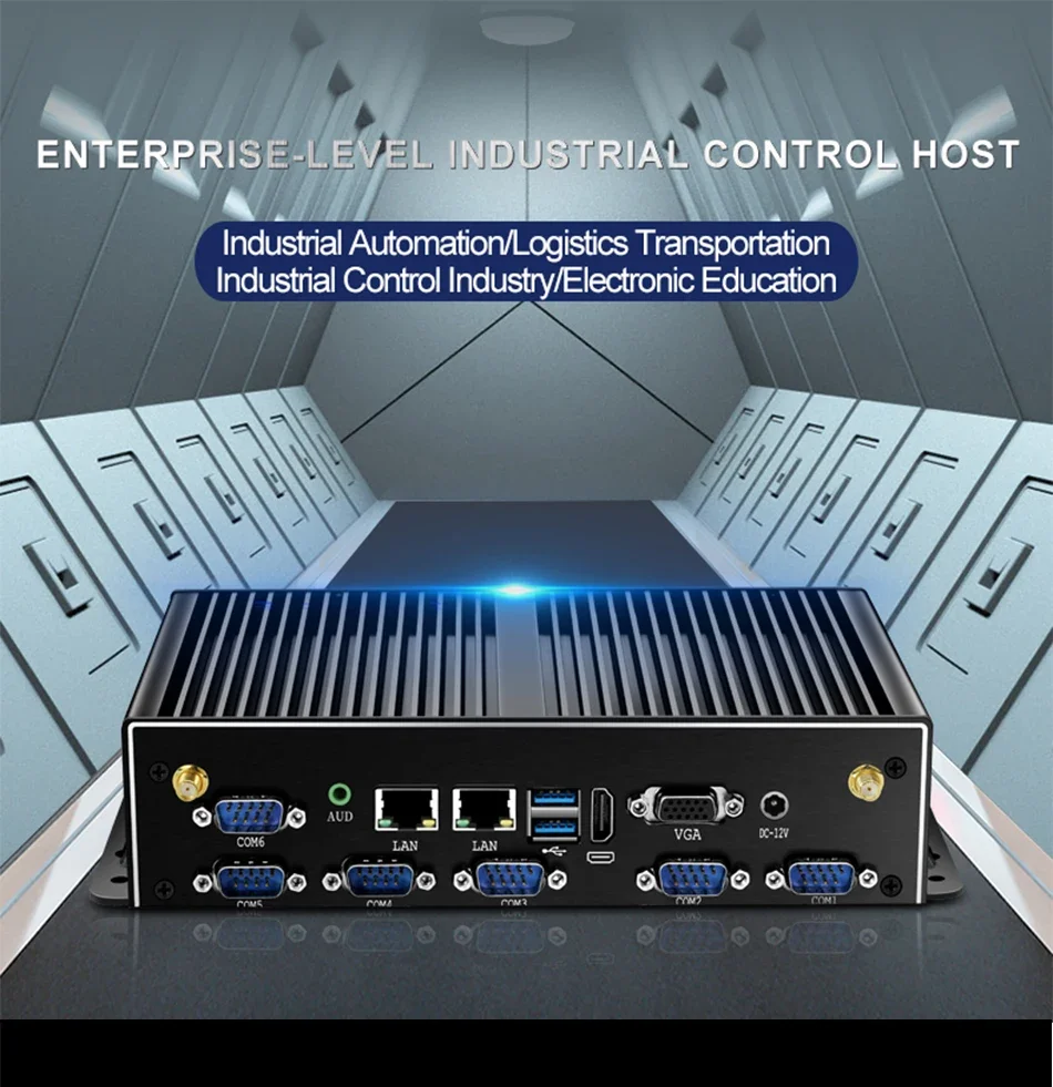 Industrieller Mini-PC, lüfterlos, Dual-LAN, 6 x COM-RS232, unterstützt 1 x RS485, Intel i7-5500U, Celeron J1900, SIM-Steckplatz, Mini-PCIe, Windows Linux