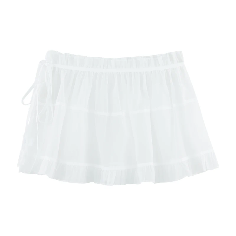 Ruffle Belted ort Skirt Spring High-End Layered Apron Curtain Skirt Puffy f-length Skirt Commute Korean Sle l Waist