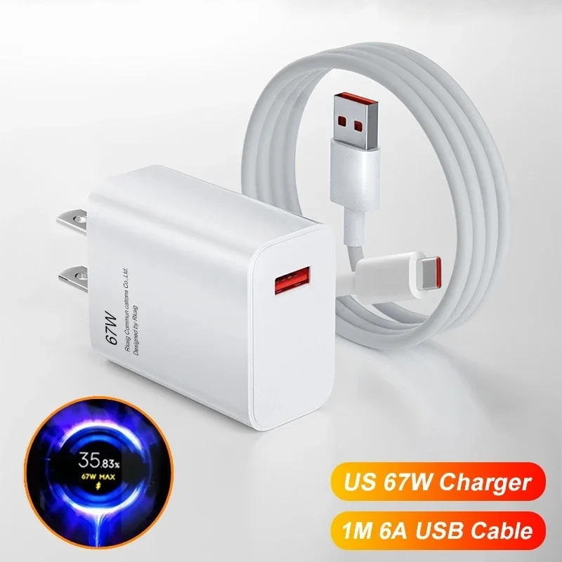 Xiaomi 67W Oplader Turbo Snel Opladen EU/US Adapter USB Type C Kabel Voor Redmi Note Pro Mi 13 Lite K60 K60E K50 CIVI 3 2