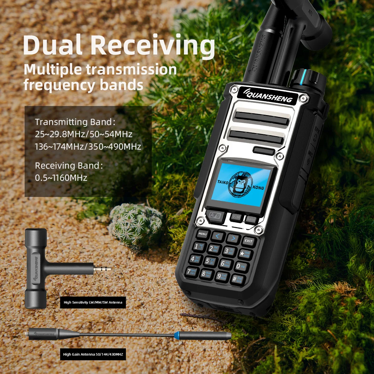 ​ Quansheng TK-11(8) 10W VHF/UHF dual-band radio 999CH CTCSS/DCS IP55 2500mAh Type-C NOAA weeralarm CE