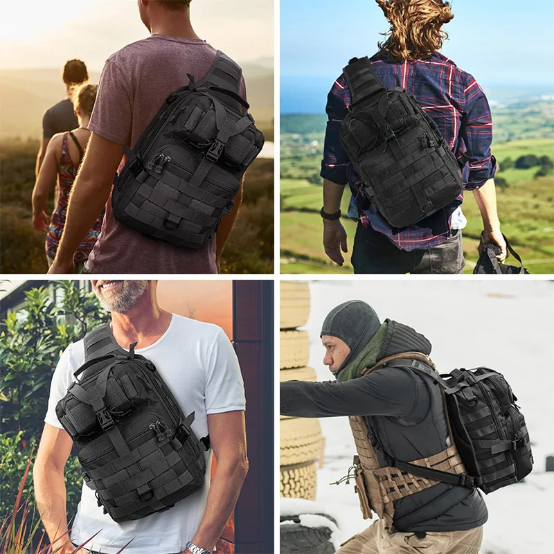 タクティカルスリングバックパック多用途チェストバッグ防水 EDC リュックサックバッグ屋外ハイキングキャンプ用