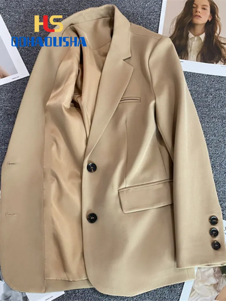 Veste femme nouvelle mode coréenne petit costume haut marron costume manteau vêtements ample tempérament droit mince Blazer pour les femmes