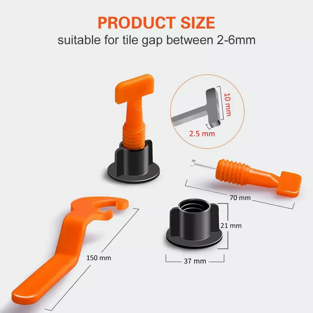 [STOCK UE] 200pc Livellatore per piastrelle Sistema di livellamento per piastrelle per pavimenti Clip Distanziatori Kit livellatore in ceramica porcellanata per la posa della parete