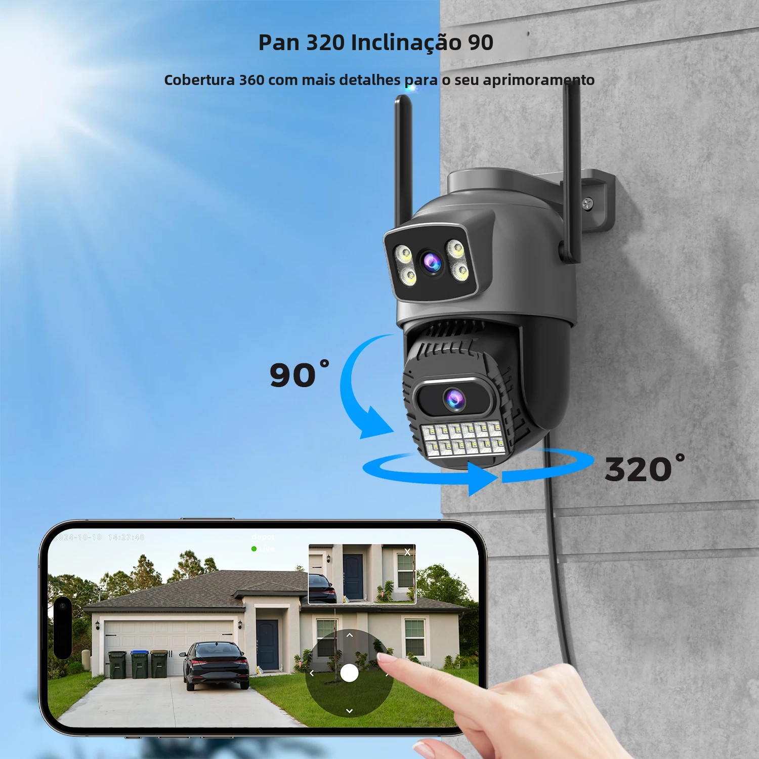 10mp 5k câmera ip proteção de segurança wifi ptz lente dupla 5g hd câmera de vigilância ao ar livre detecção humana rastreamento noite vison