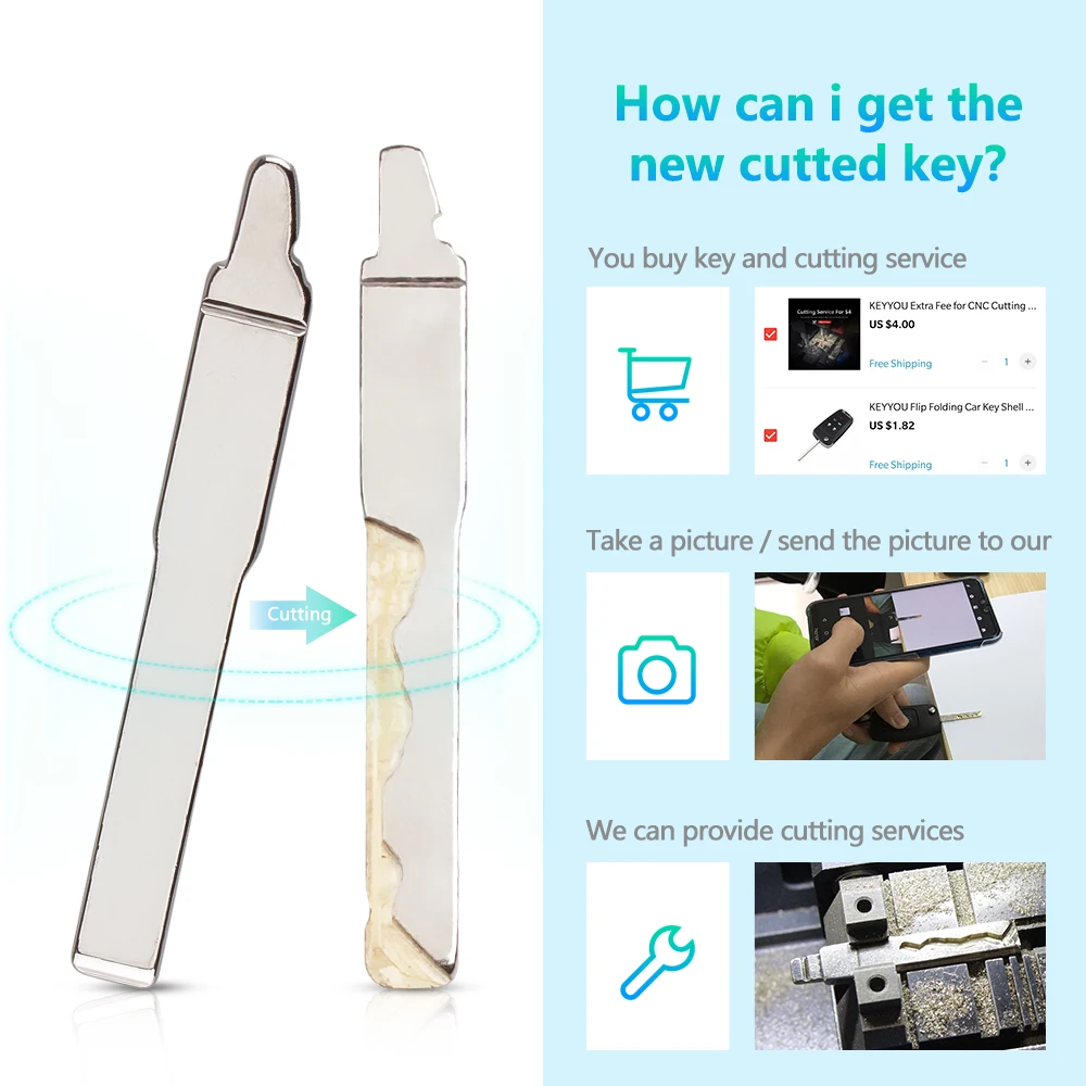 KEYYOU Extra Fee For CNC Cutting Cut Key Blade Service Please Contact With Us Before Purchase Thanks