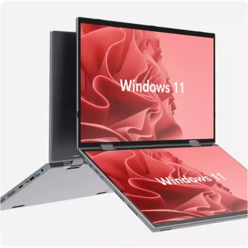 14 inch plus 14inch touch Dual Screen Laptop Intel N100 Processor Gaming Laptop DDR4 16GB 1TB  Notebook Computer