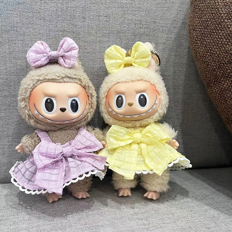 17cm bonito mini roupas de boneca de pelúcia acessórios para coreia kpop exo labubu ídolo bonecas tubarão macacão roupas diy presente da menina