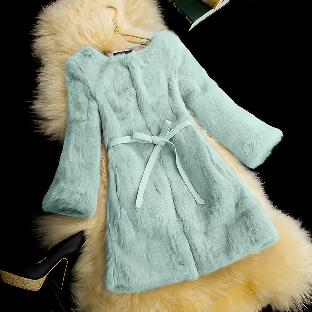 Group manteau en fourrure de lapin pleine peau naturelle pour femme, marque de luxe, veste décontractée pour femme, vêtements d'extérieur à la mode