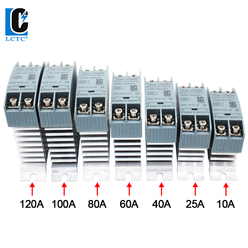 Твердотельное реле SSR Реле на DIN-рейку с радиатором 10A 25A 40A 60A 80A 100A 120A DC - AC DC - DC AC - AC Однофазное управление