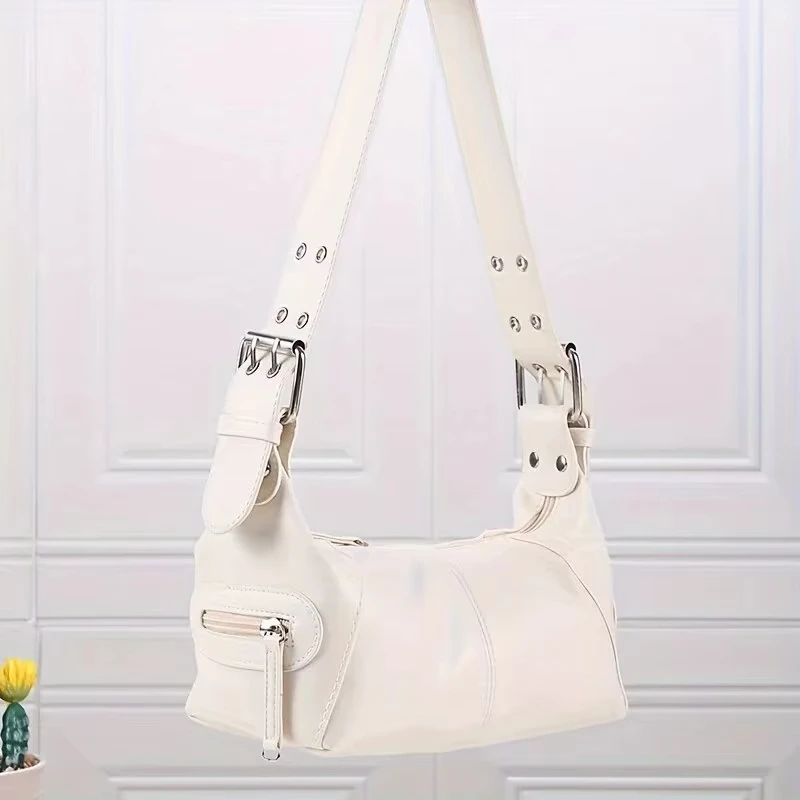 Unterarmtasche Damentasche Cool Drag Style Single Shoulder Unterarm Stick Bag Nischendesign Leder Reißverschluss Single Shoulder Handtasche