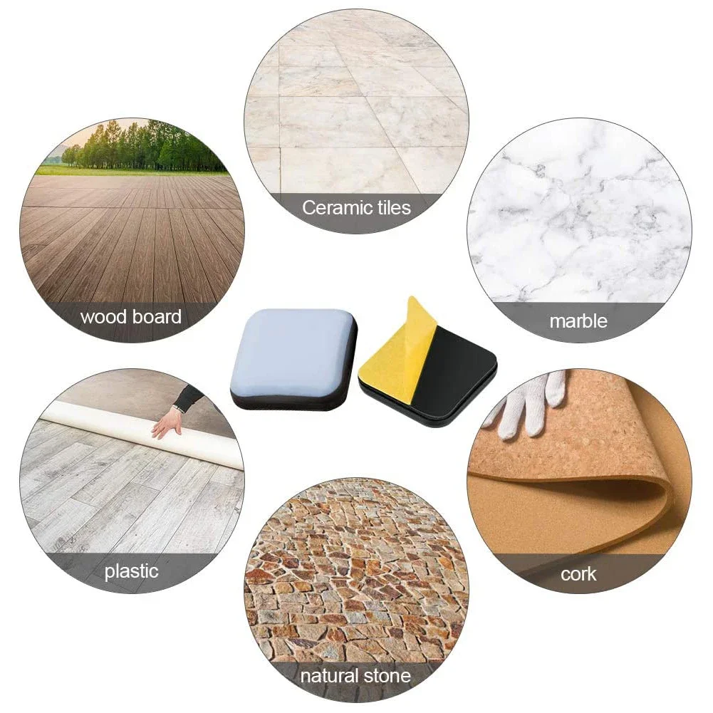 20PCS ฟุตเครื่องร่อนเลื่อนแผ่นเฟอร์นิเจอร์ Sliders เฟอร์นิเจอร์เครื่องร่อน PTFE Square Floor Mover Pads สําหรับฮาร์ดแวร์ในครัวเรือน ﻿