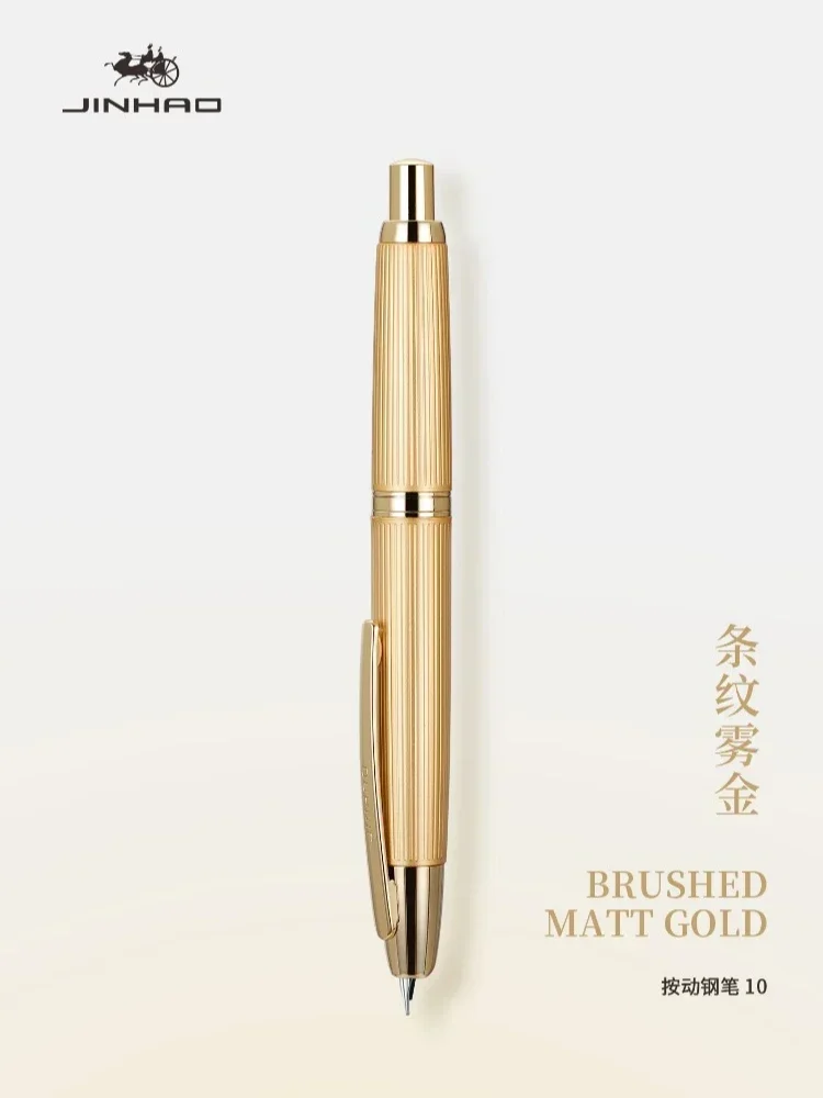 JINHAO 10-Press-Füllfederhalter, einziehbar, EF/F-Feder, Metall, mit Clip, Schreibtinte, Stift, Konverter, Schulbedarf, Schreibwaren, PK A1 A2