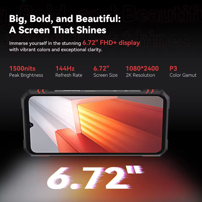 Cubot KingKong Star 2, Ultra-Slim Rugged Smartphone 5G, 4nm MTK D8200, 24GB RAM(12+12GB)+256GB ROM,6.72-inch 144Hz Large Display
