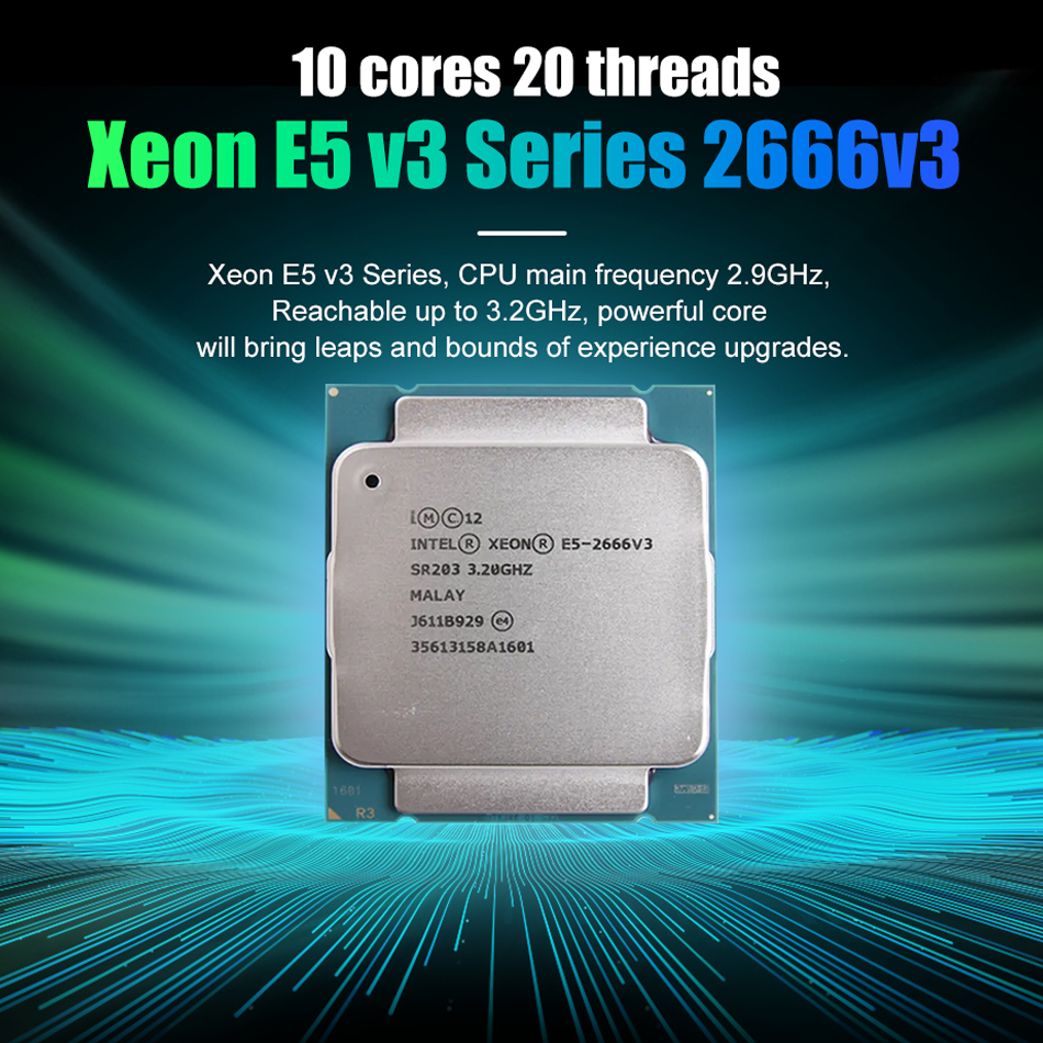 Xeon E5 2666 V3 2666V3 Processor SR1Y7 2.9Ghz 10 Core 135W LGA 2011-3 CPU