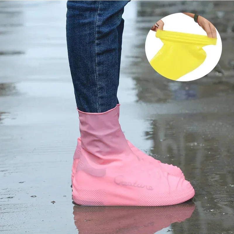 Cubiertas impermeables para zapatos, Botas de lluvia antideslizantes de silicona, Protector de zapatillas Unisex para exteriores, día lluvioso, cubierta reutilizable para zapatos contra la lluvia