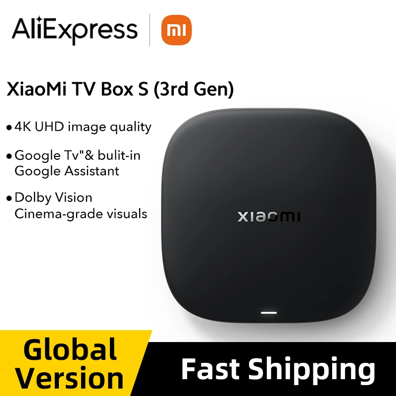 【Marca +】Xiaomi TV Box S 3.a generación 4K Ultra HD Bluetooth 5,2 Wifi6 32GB ROM Google TV Asistente de Google Reproductor multimedia inteligente