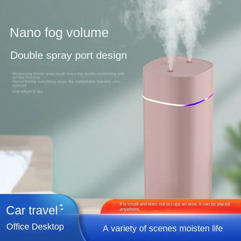 Umidificador de bico duplo (USB) |   600ml/H Super Névoa e Ultra Silencioso |   Dispositivo Hidratante para Casa/Carro