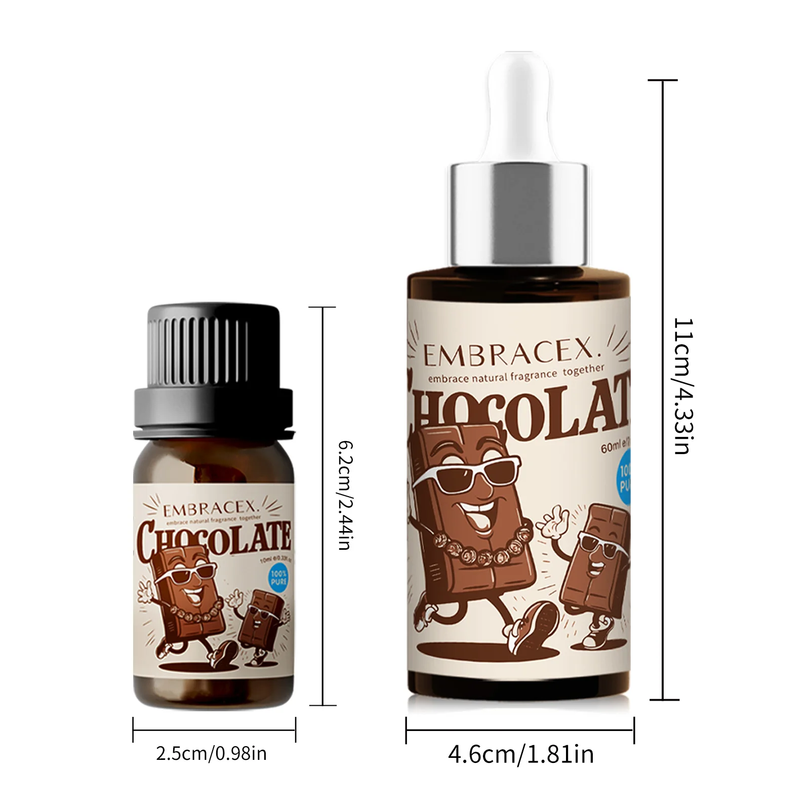 10ml 60ml Chocolate Essential Oils Chocolate Perfume Sweet Fragrance Chocolate Parfum Oils For Diffuser Women Gift