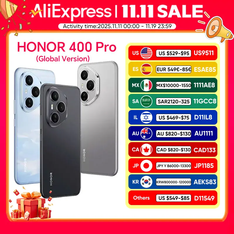 HONOR 400 Pro versión Global 5G Smartphone Snapdragon 8 Gen 3 6,7 ''pantalla AMOLED 6000mAh batería 100W con cable 50W e-SIM inalámbrico