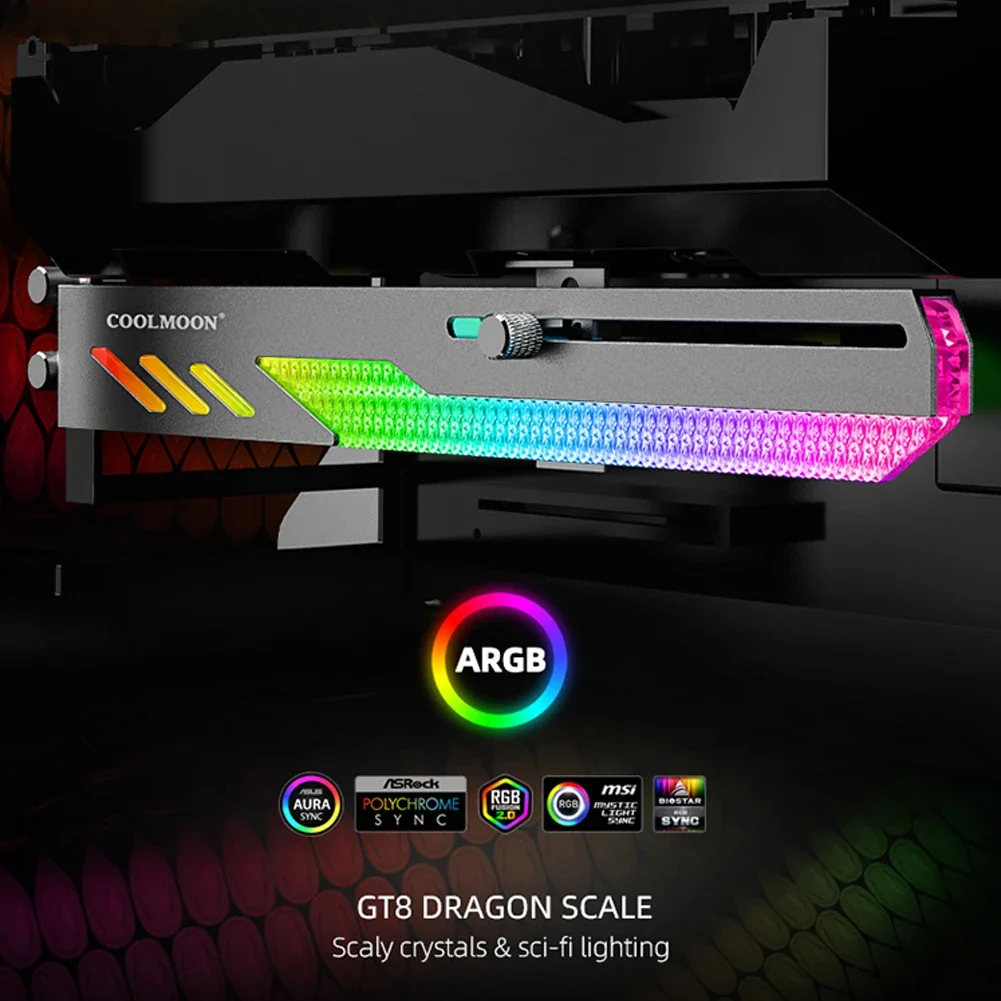 Kunden spezifische Grafikkarte Ständer GT8 horizontale Grafikkarte Halterung 5V 3pin Argb GPU VGA Halter Desktop-PC-Fall DIY Zubehör