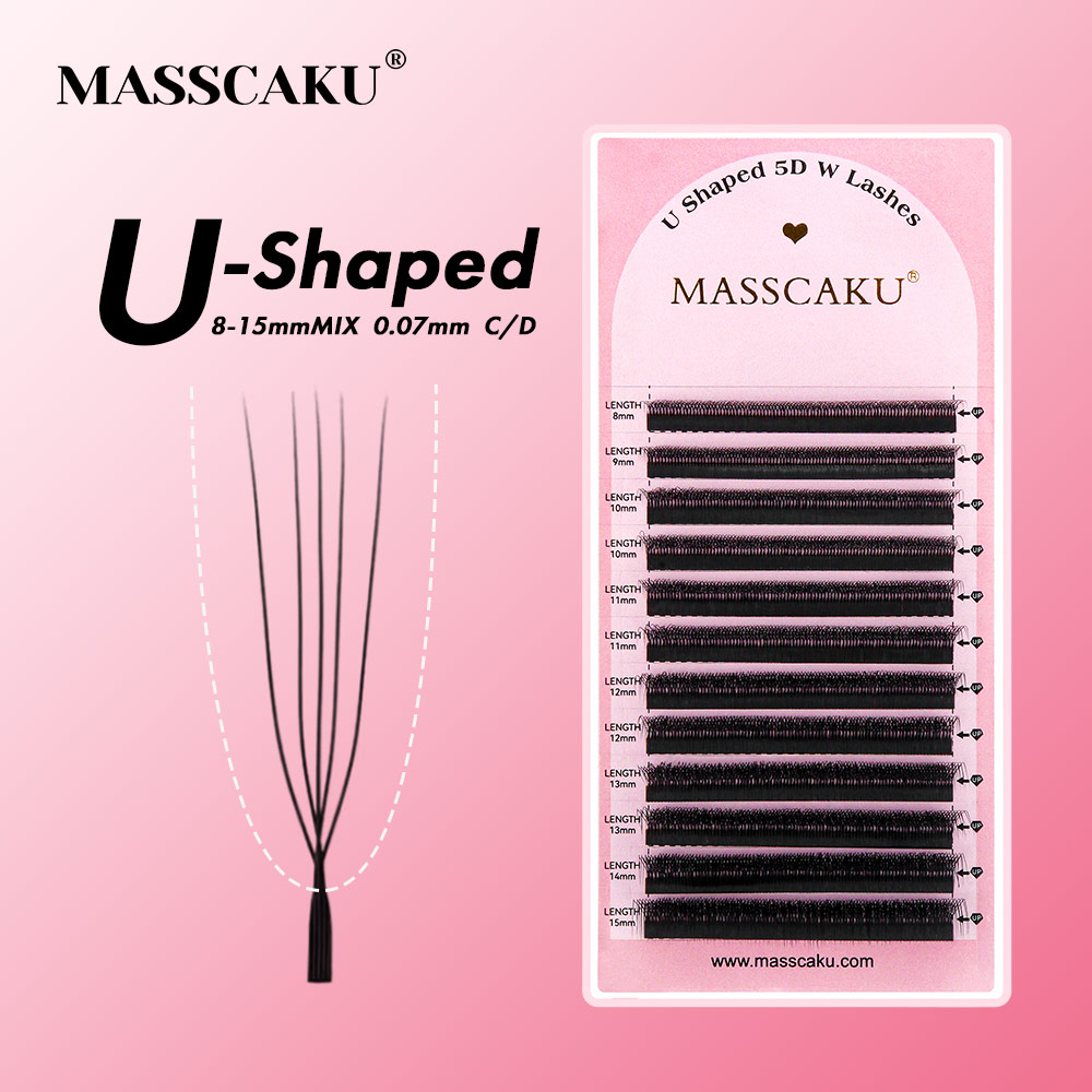 MASSCAKU U-образные 3D/4D/5D/6D наращивание ресниц 8-15 мм смешанная длина простые в использовании долговечные накладные ресницы для Maquillage Femme