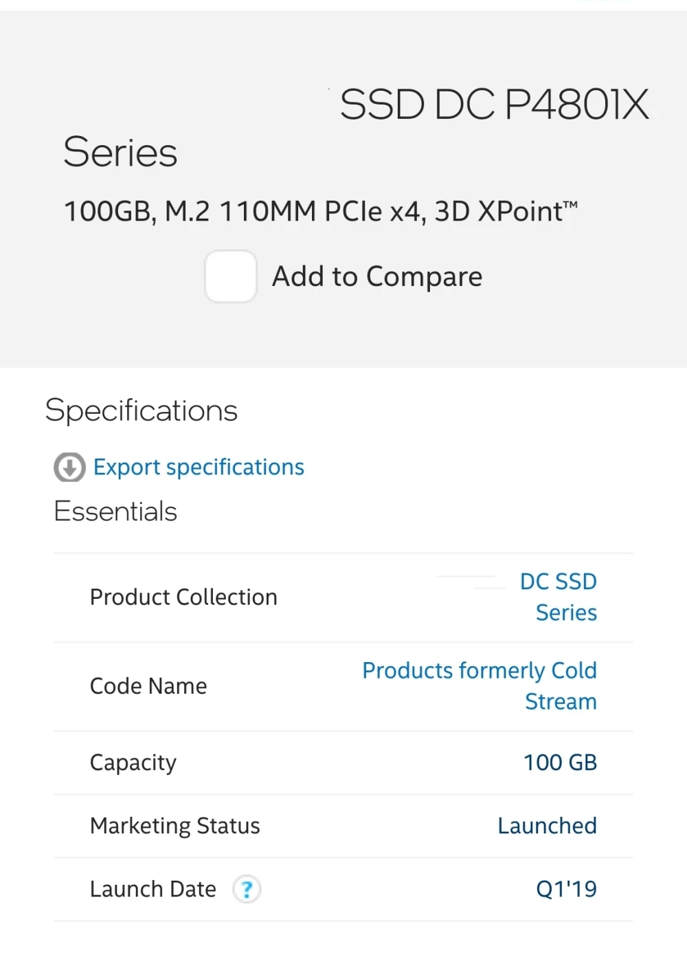 P4801X 100G 22110  New Solid State Drive M.2 PCIE 3.0X4 3D xPoint  For Intel Opotan with Original Heat Sink