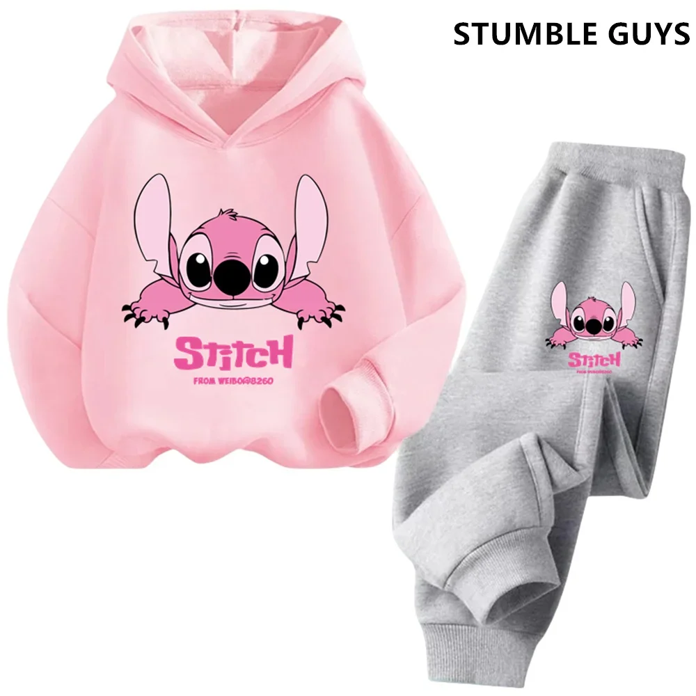 Sudaderas con capucha para niños Stitch Kawaii moda pulóver sudadera Anime Trucksuit Manga dibujos animados niñas niño niños otoño ropa Casual