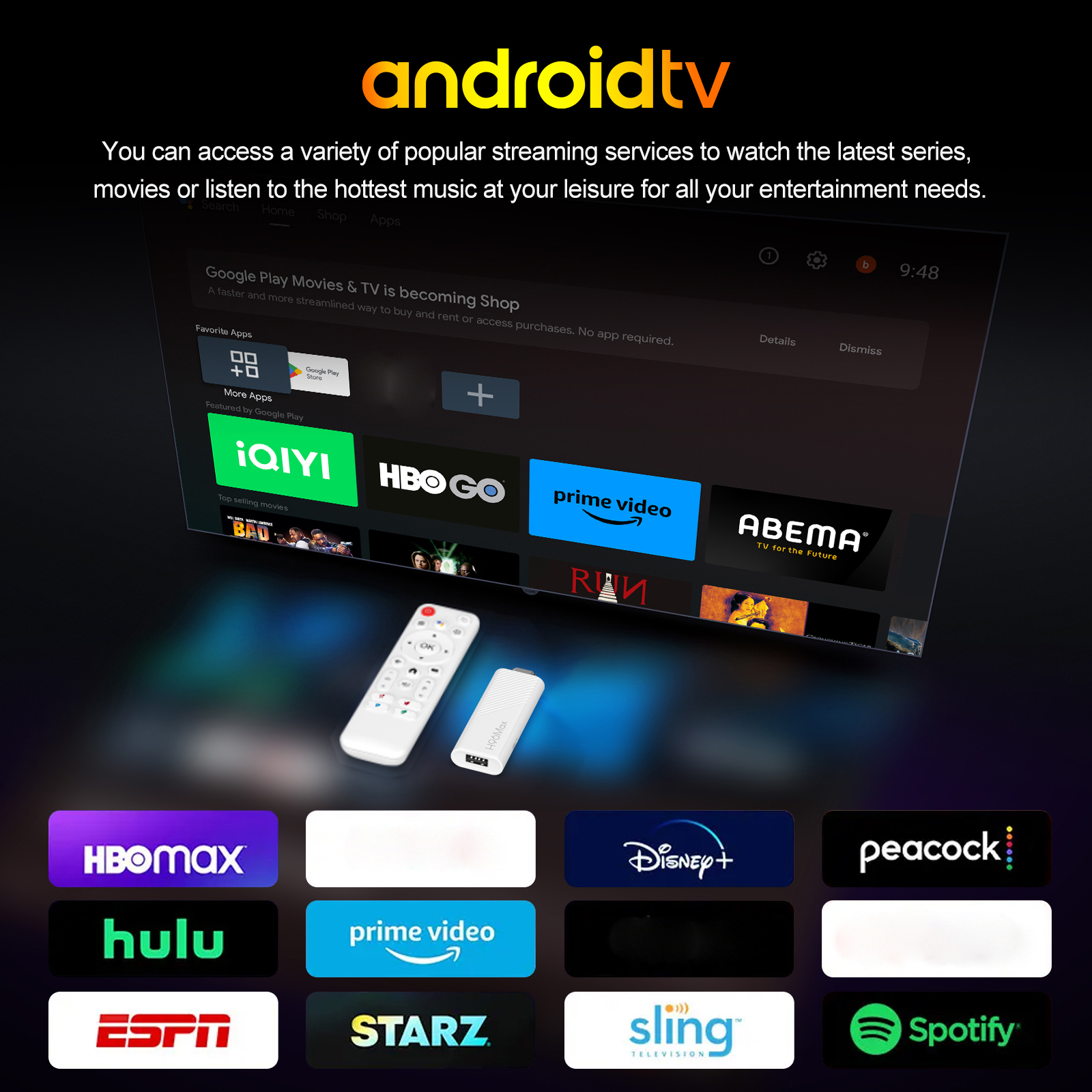 H96 MAX H313 mini TV Stick Android14 Quad Core Wifi6 BT5.0 4K@60fps ATV Launcher Google Voice Assistant Media Player AI TV Stick