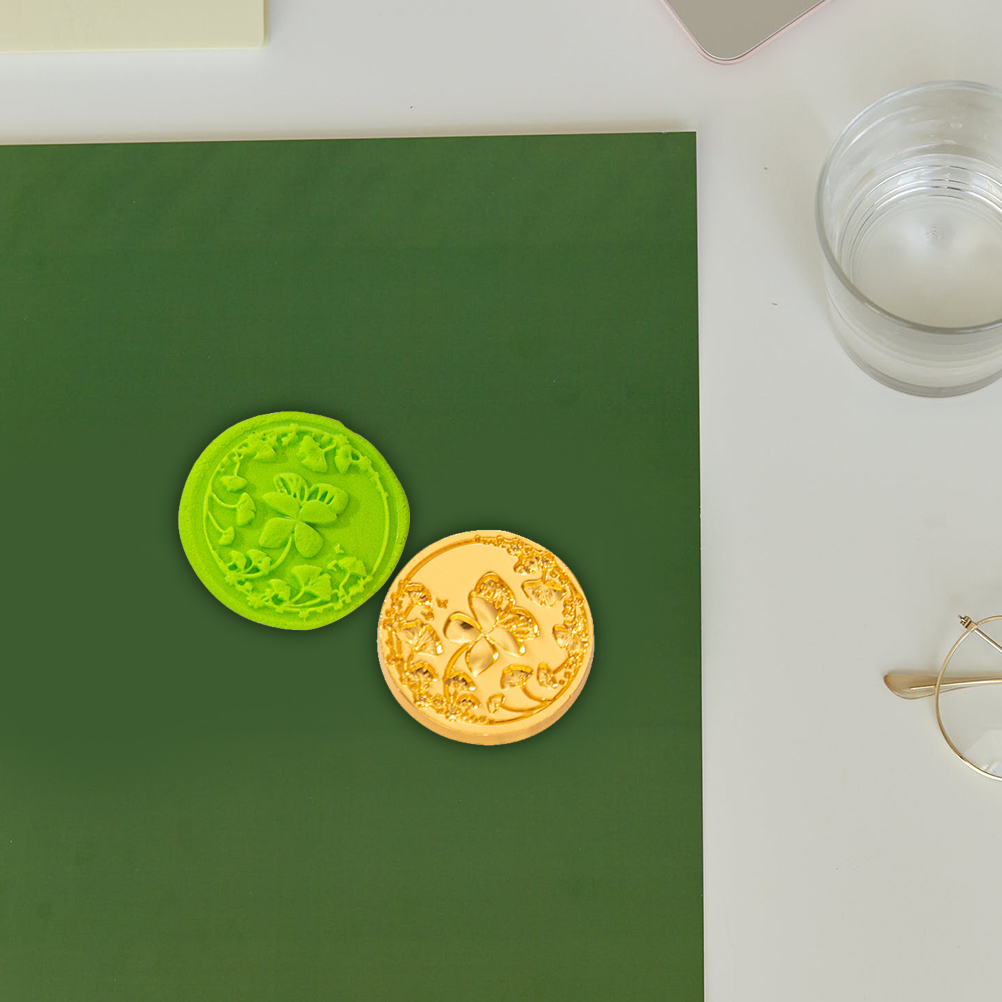 3 個交換章ヘッドワックスシール装飾フラワーキットリーフスタンプ交換ヒントヴィンテージヘッド