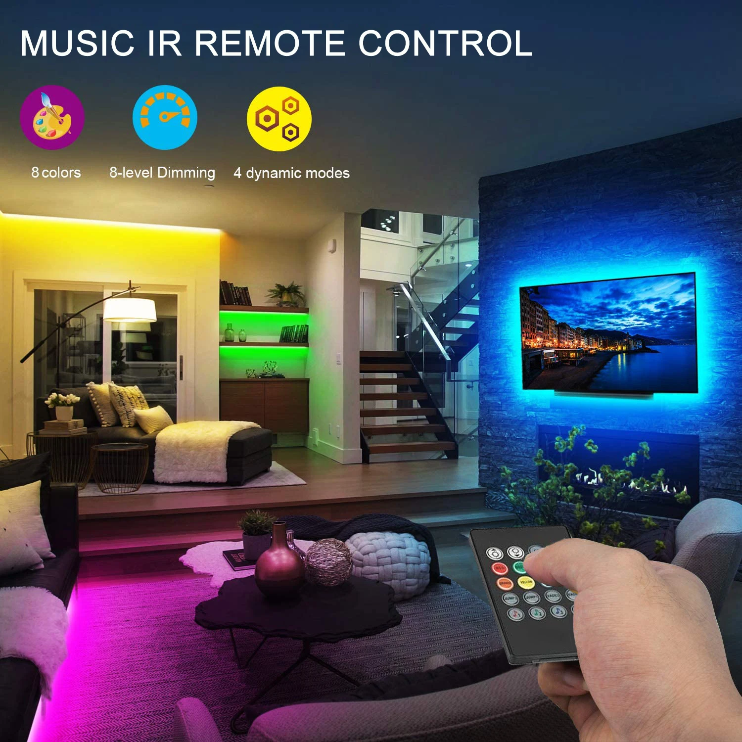 ไฟ LED RGB LED Strip เพลงซิงค์ไฟ LED สําหรับทีวี USB 5V LED เทปริบบิ้นสําหรับ TV Backlight ห้องนอนตกแต่ง