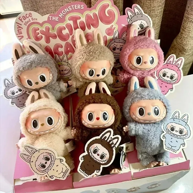 Labubu モンスターブラインドボックスホットトイハートビートマカロンエナメルフェイスフィギュア人形かわいい飾りキーホルダーギフト子供のための