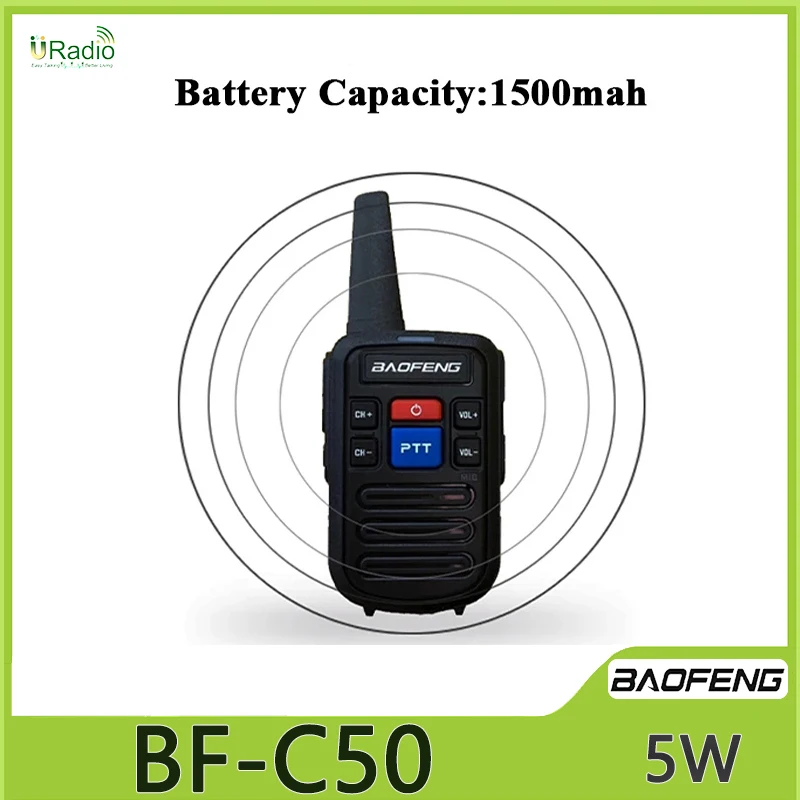 Baofeng BF-C50 Mini Walkie Talkie UHF Dual PTT 5W Kids Woki Toki Type-C Charger Child Intercom HF Transceiver 1500mAh Ham Radio