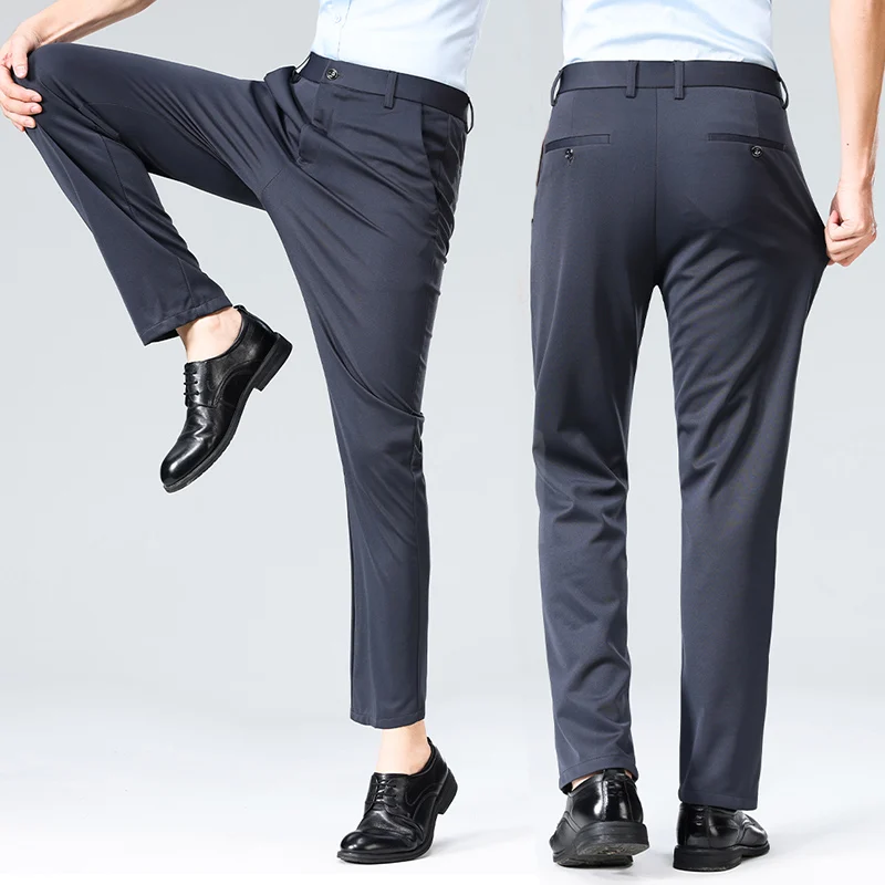 29–42 Herren-Sommerhose, dünne, gerade Stretch-Freizeithose, spurlos, kein Bügeln, Stoff, seidig und kühles Gefühl