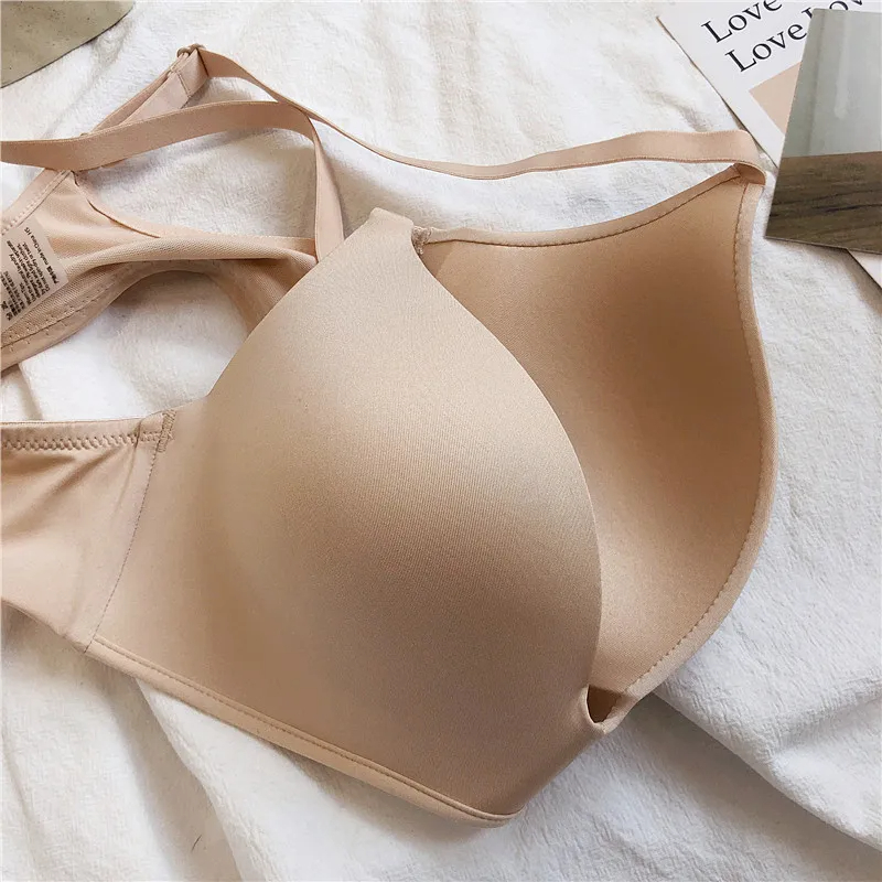 Sutiã ultrafino sem fio para mulheres, roupa íntima sexy, push up, lingerie simples, sutiã sem costura, bralette, seda gelada
