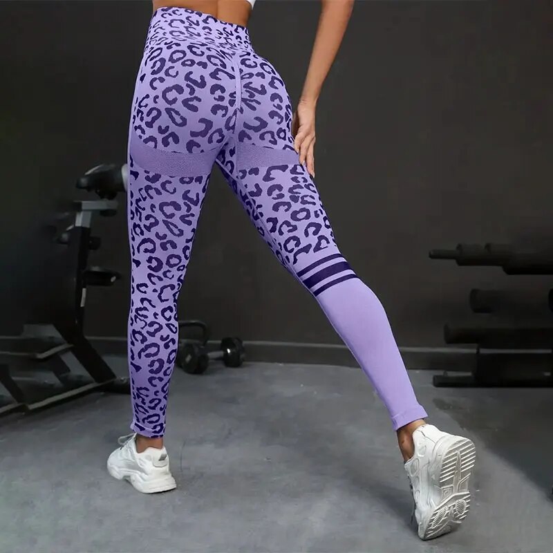 Yoga 9 Minuten Hosen hohe Taille Bauch Stretch Strumpfhose Leoparden muster nahtlose schnell trocknende Fitness hose