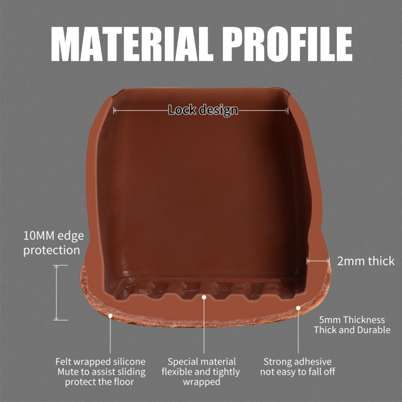 8 個 TPE シリコン椅子脚床プロテクター、フェルト付き、椅子脚キャップ、家具脚足保護カバー堅木張りの床を保護