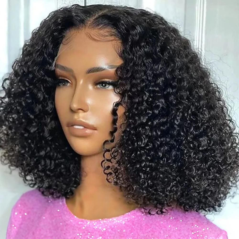 Parrucche ricci Bob Capelli umani Brasiliani 13x4 Onda di acqua profonda Parrucche frontali in pizzo 5x1 13x1 T Parte Parrucche in pizzo per le donne Pre pizzicate 200%